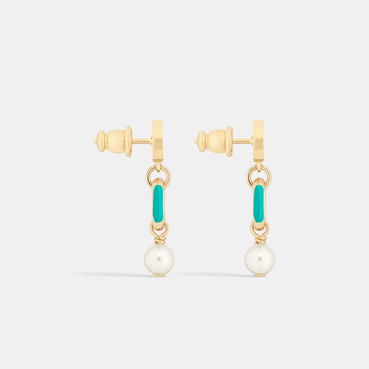 Dior o1bcso1str0126 Size:OS/Petit Cd Earrings in Golden/White Size ONE SIZE - 2 Thumbnail