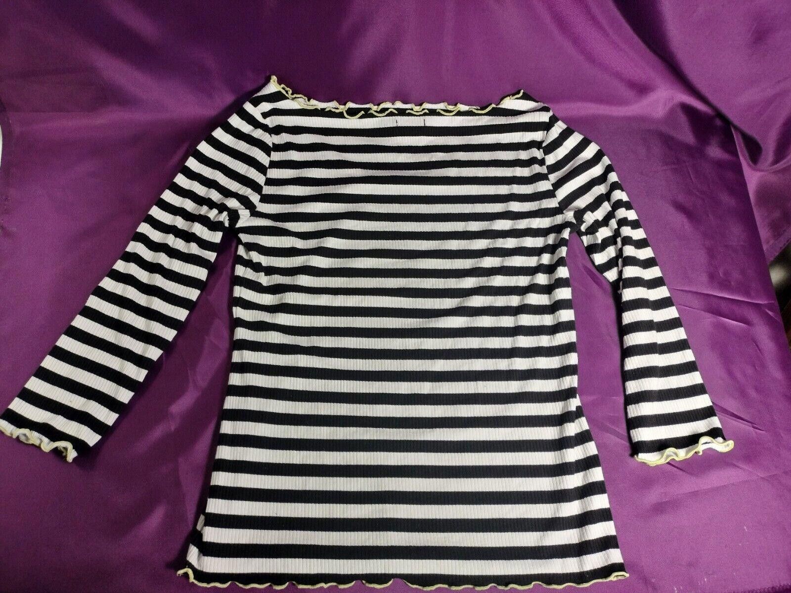 Ann Taylor Ann Taylor Black And White Striped Top Size M Size M / US 6-8 / IT 42-44 - 3 Thumbnail