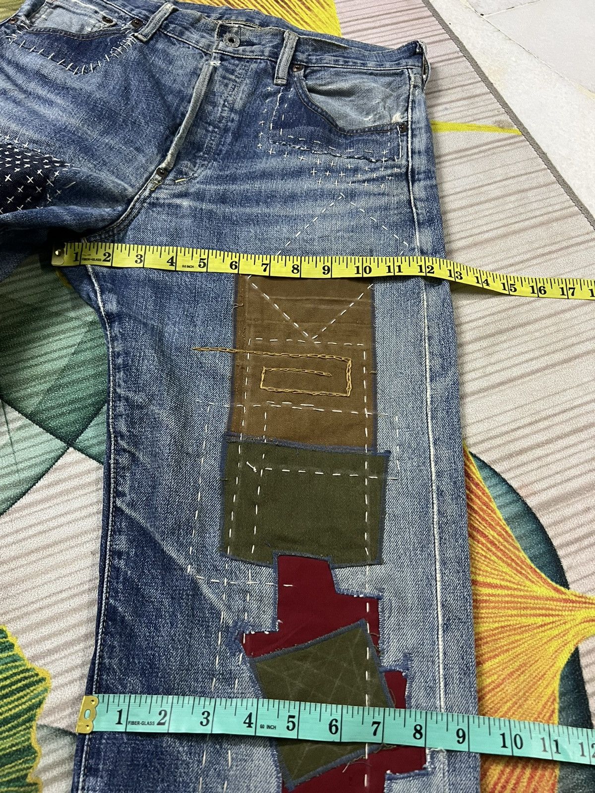 Levi's VINTAGE LEVIS 702 E BACKLE BACK CUSTOM SASHIKO BORO JAPAN Size US 30 / EU 46 - 16 Thumbnail