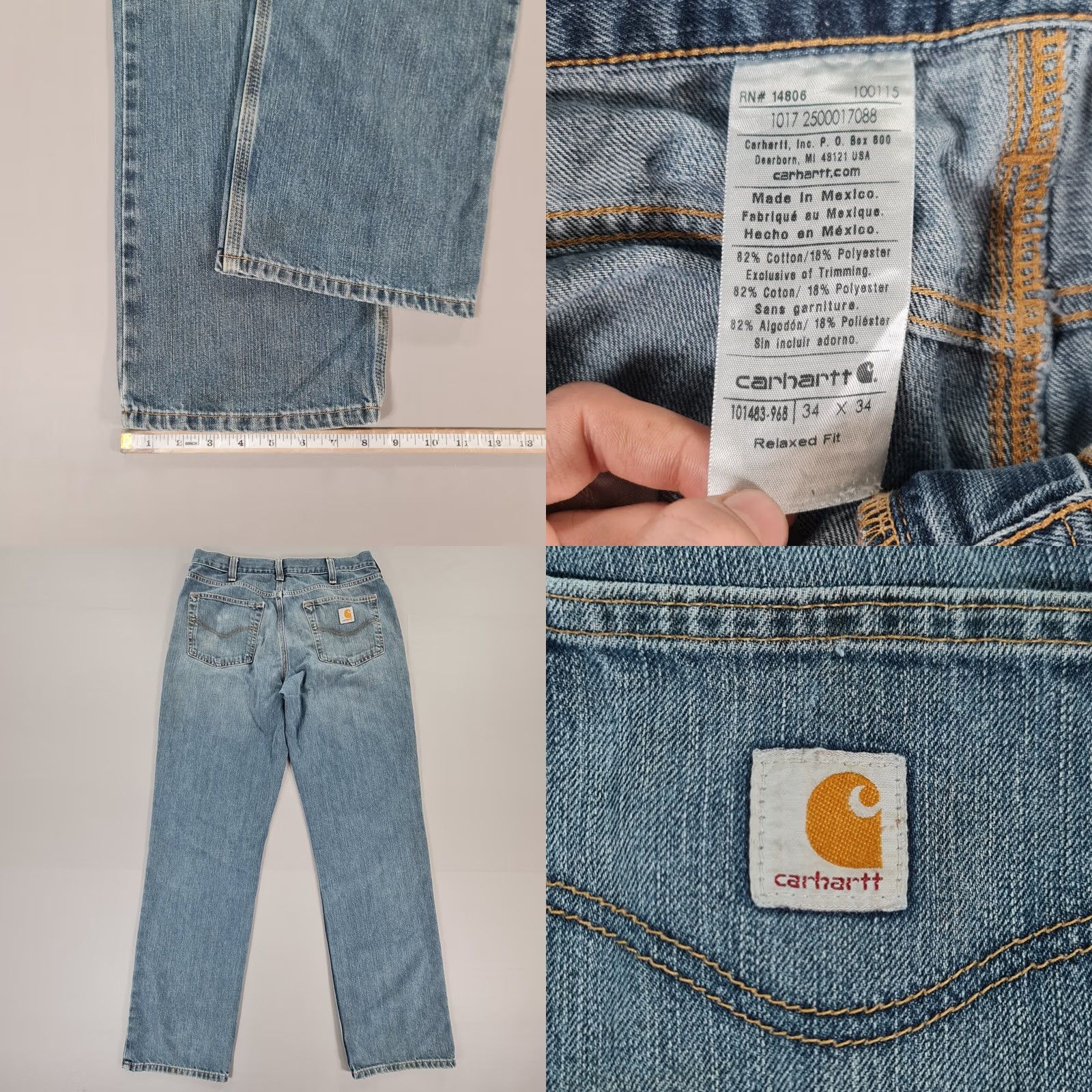 Carhartt Carhartt Jeans Blue W34 L34 5-Pocket Zip Fly Relaxed Straight Mens Regular Denim 101483-968 Size US 34 / EU 50 - 8 Thumbnail