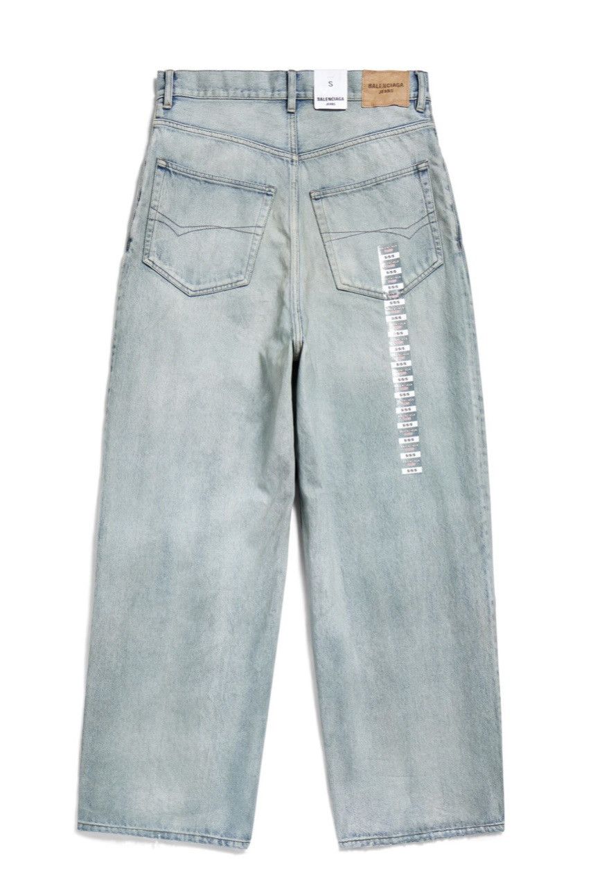 image of Balenciaga Baggy Denim Size Sticker Pants in Blue, Men's