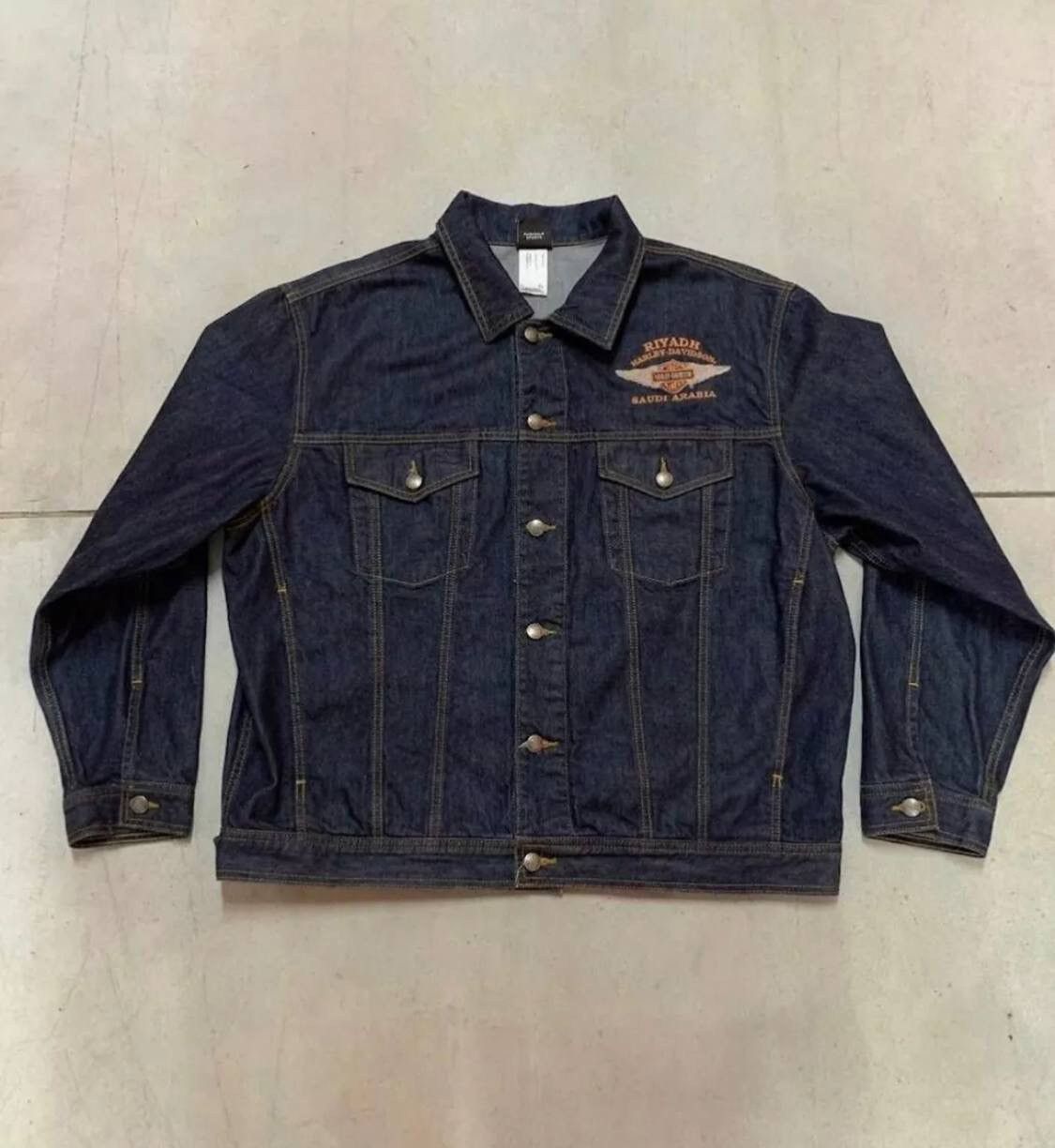 Harley Davidson Vintage HARLEY DAVIDSON Denim Jacket Embroidered Big Logo Size US XL / EU 56 / 4 - 3 Thumbnail