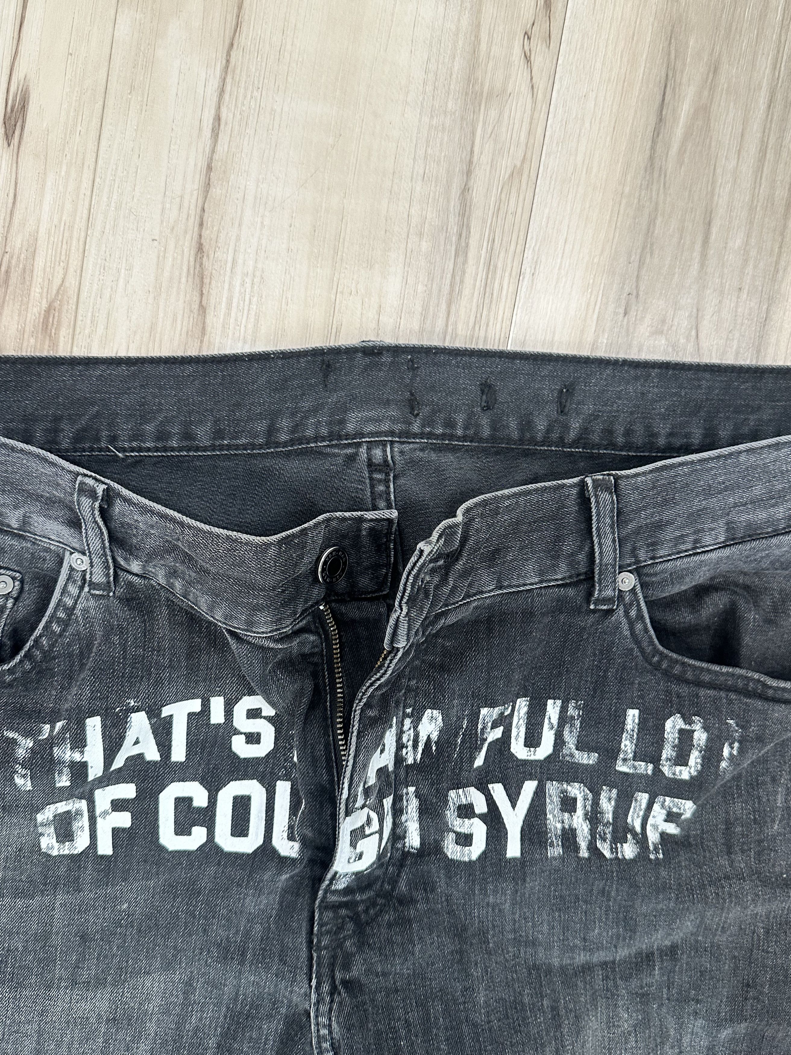 Awful Lot of Cough Syrup "That's An Awful Lot of Cough Syrup" Handmade Black Jeans L Size US 34 / EU 50 - 4 Thumbnail