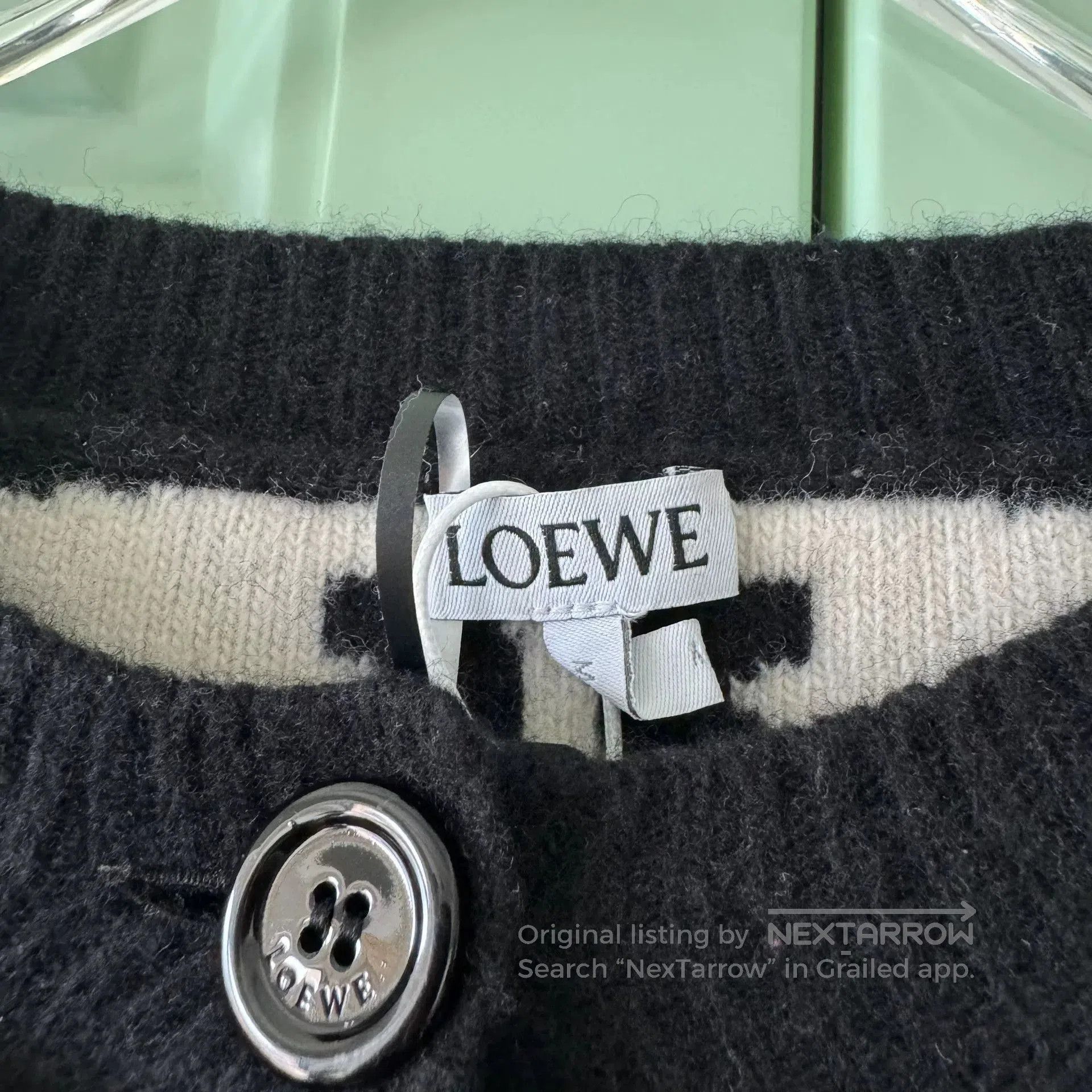 Loewe LOEWE Black Wool Cardigan with Logo. Size S / US 4 / IT 40 - 3 Thumbnail
