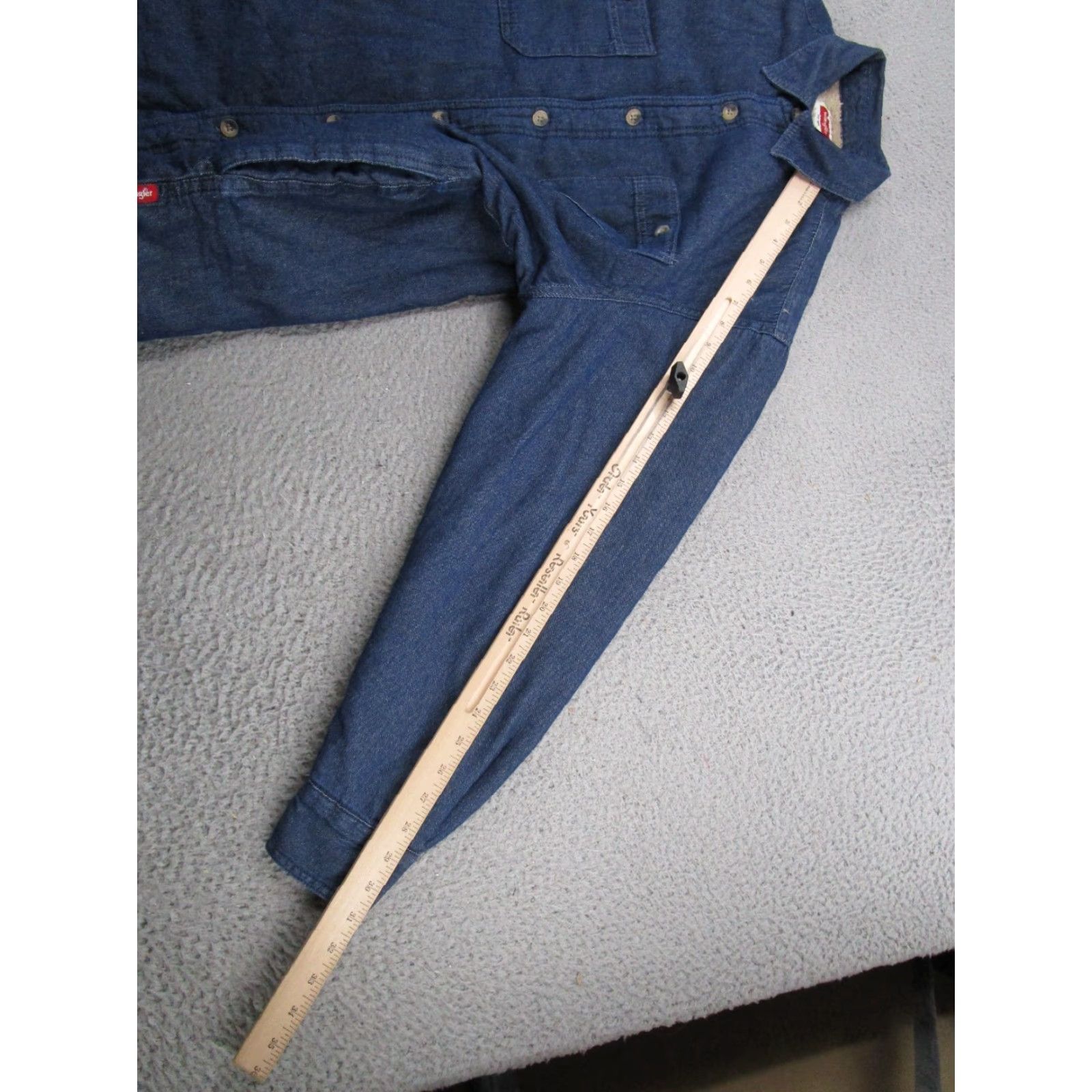 Wrangler VINTAGE Wrangler Shirt Denim Button-Up Long Sleeve M Blue Cotton Western Lined Button Mens Size US M / EU 48-50 / 2 - 6 Thumbnail