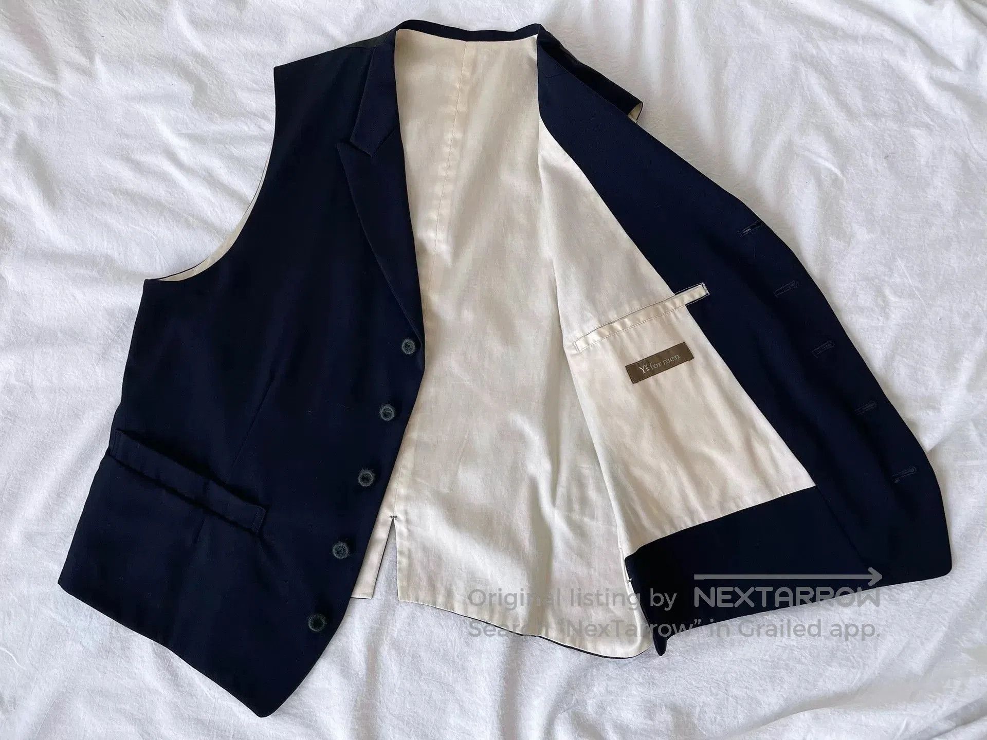 Y's for Men Navy Wool Vest for Unisex Styling. Size M / US 6-8 / IT 42-44 - 8 Thumbnail