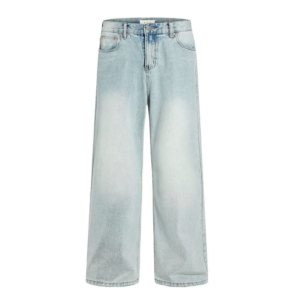 Jean Retro punk loose men's distressed washed light-colored jeans Size US 32 / EU 48 - 1 Thumbnail