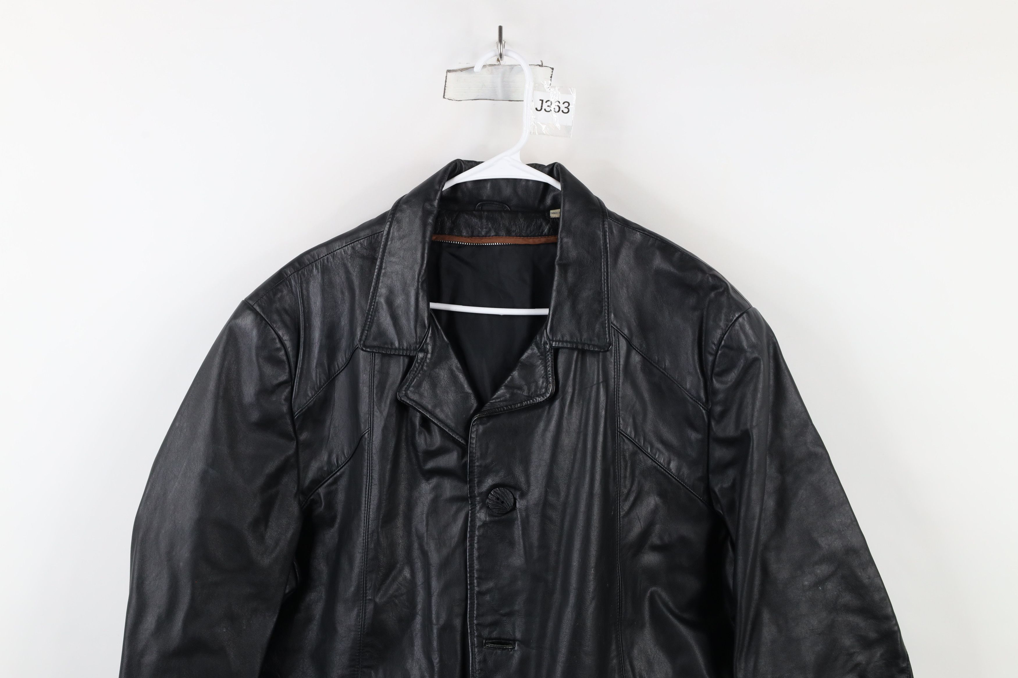 Vintage Vintage 70s Streetwear Leather Button Jacket Black Size US XXL / EU 58 / 5 - 2 Thumbnail