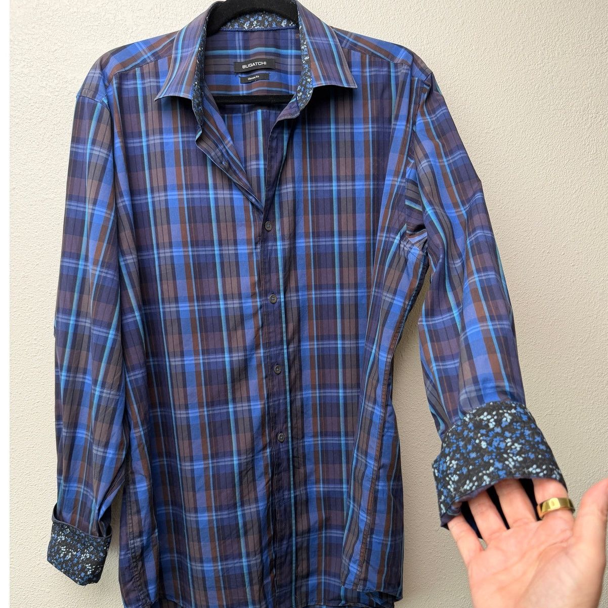 BUGATCHI Bugatchi Plaid Button Front Shirt Blue Brown Gray Men’s L Size US L / EU 52-54 / 3 - 1 Thumbnail