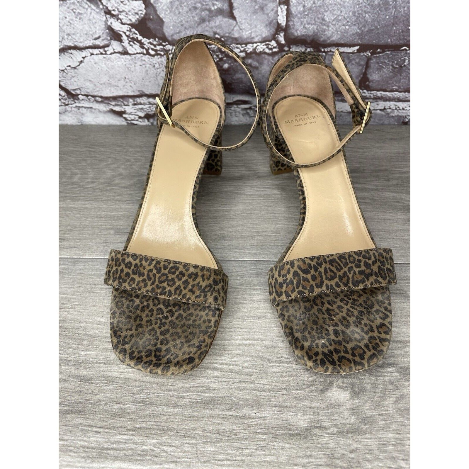 Sid Mashburn Ann Mashburn Leopard Print Open Toe Block Heel Strap Sandals Size US 7.5 / IT 37.5 - 2 Thumbnail