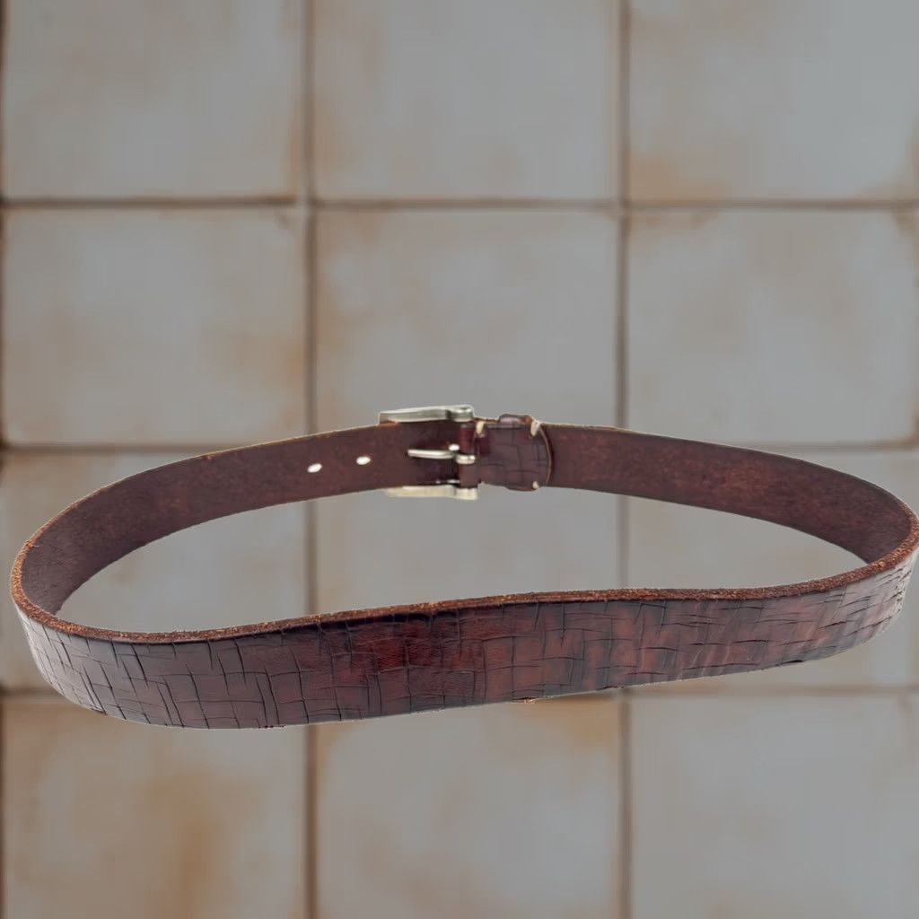 Designer × Prada × Vintage Prada Brown Logo Leather Belt 80  display picture 3