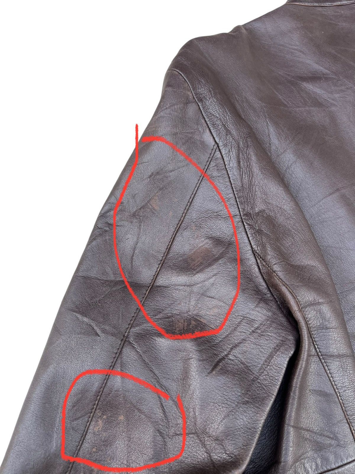 Emporio Armani Vintage Emporio Armani Faded Patina Leather Racer Jacket Size US M / EU 48-50 / 2 - 21 Thumbnail