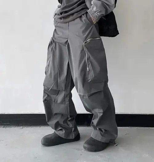 Jean Baggy Cargo Pants Straight Casual Harajuku Y2K Style Pockets Size US 34 / EU 50 - 1 Thumbnail