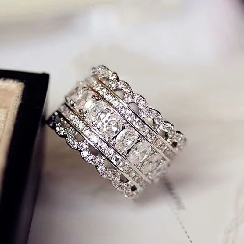 Jewelry Micro Paved Cubic Zirconia Silver Color Wide Rings Size ONE SIZE - 3 Thumbnail