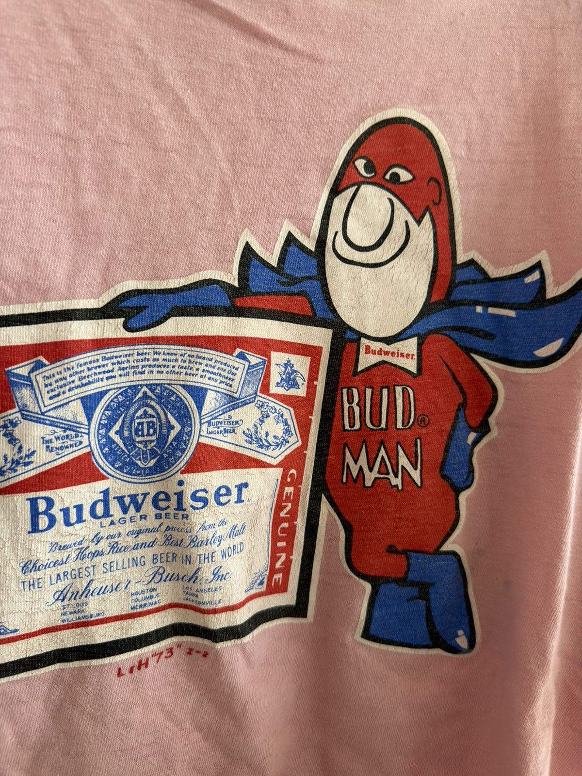 Budweiser *RARE* 1973 70s BUDWEISER BUD MAN BEER TWO TONE RINGER TEE Size US M / EU 48-50 / 2 - 5 Thumbnail