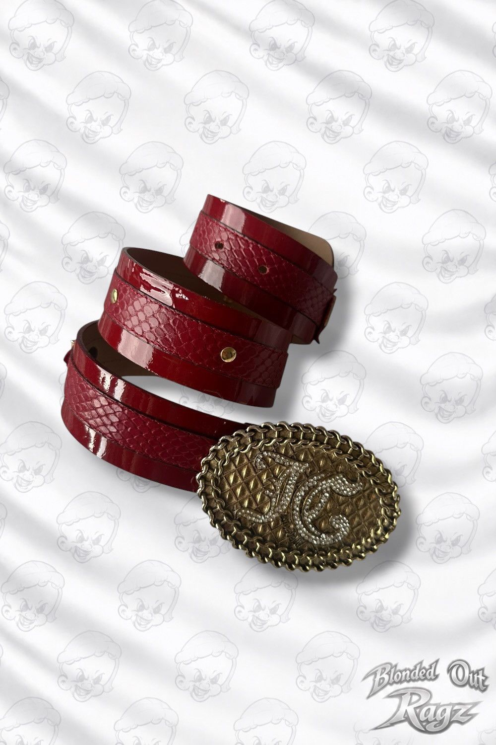 Just Cavalli Just Cavalli Red Snakeskin Leather Belt Size ONE SIZE - 1 Thumbnail