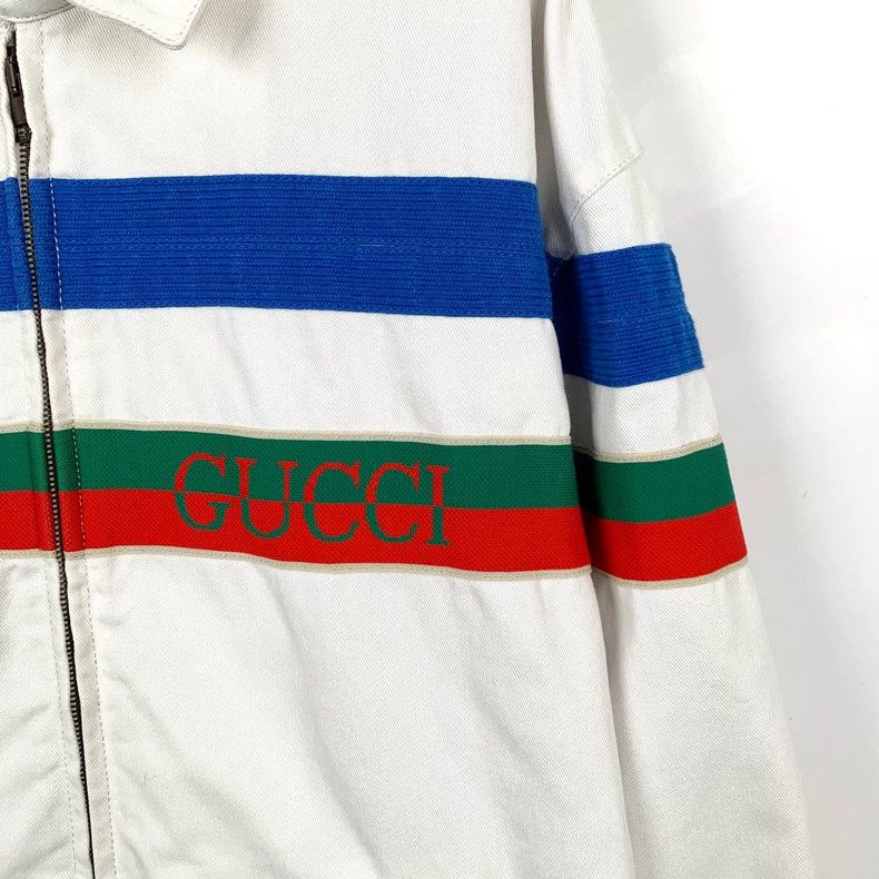 Gucci Gucci White logo striped cotton zipper jacket 2501-Nextarro Size US M / EU 48-50 / 2 - 4 Thumbnail