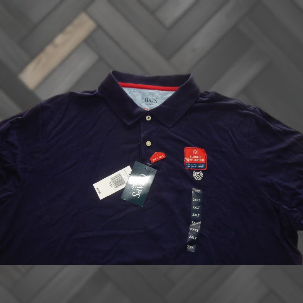 Chaps Chaps Polo Shirt NWT Men's Short Sleeve Blue 2XL Polo Shirt, Solid, Regular Size NWT (Chaps) Size US XXL / EU 58 / 5 - 1 Thumbnail