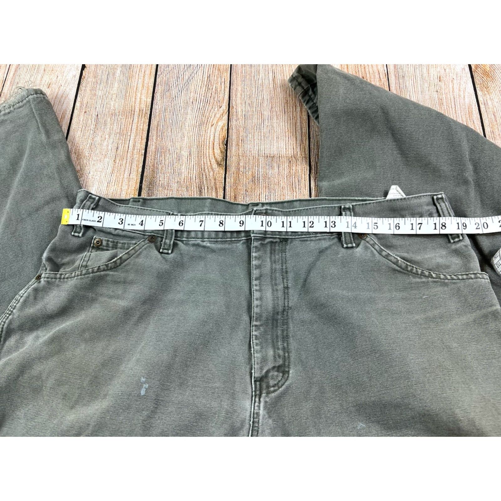 Dickies Dickies Pants Mens Carpenter Workwear 38x32 Green Cotton Canvas Dickies Logo Pockets Straight Front Relaxed Rise Mid Solid лиц Size US 38 / EU 54 - 6 Thumbnail
