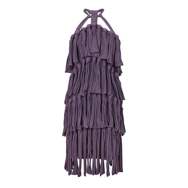Bottega Veneta Bottega Veneta Halter Neck Midi Tiered Dress in Purple Size S / US 4 / IT 40 - 1 Thumbnail