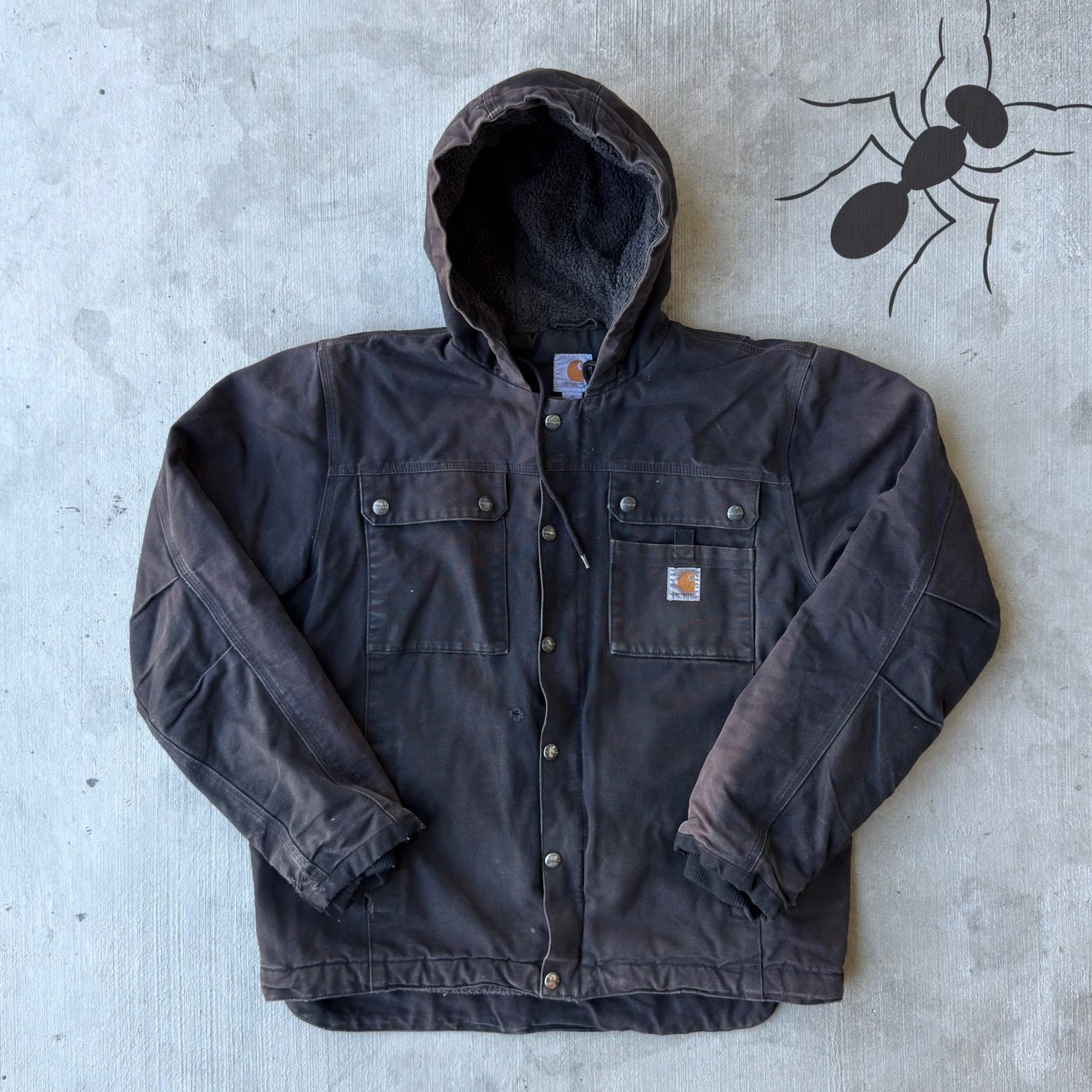 Carhartt × Vintage Carhartt black hooded button up work wear jacket Size US M / EU 48-50 / 2 - 1 Thumbnail