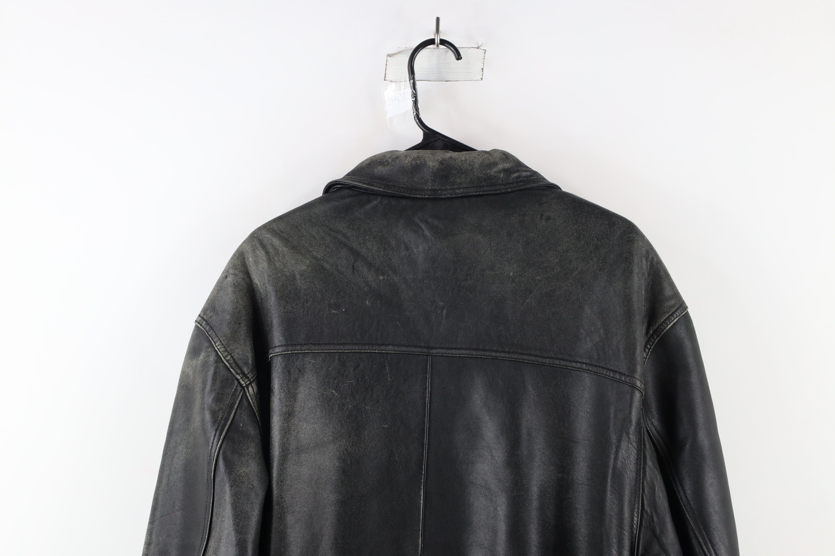 Vintage Vintage 90s Streetwear Leather Flight Bomber Jacket Black Size ONE SIZE - 13 Thumbnail
