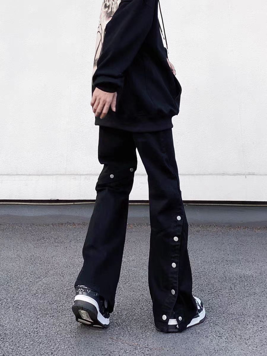 Designer × Jean High Street Loose Micro Flare Button Down Jeans Size US 34 / EU 50 - 5 Thumbnail