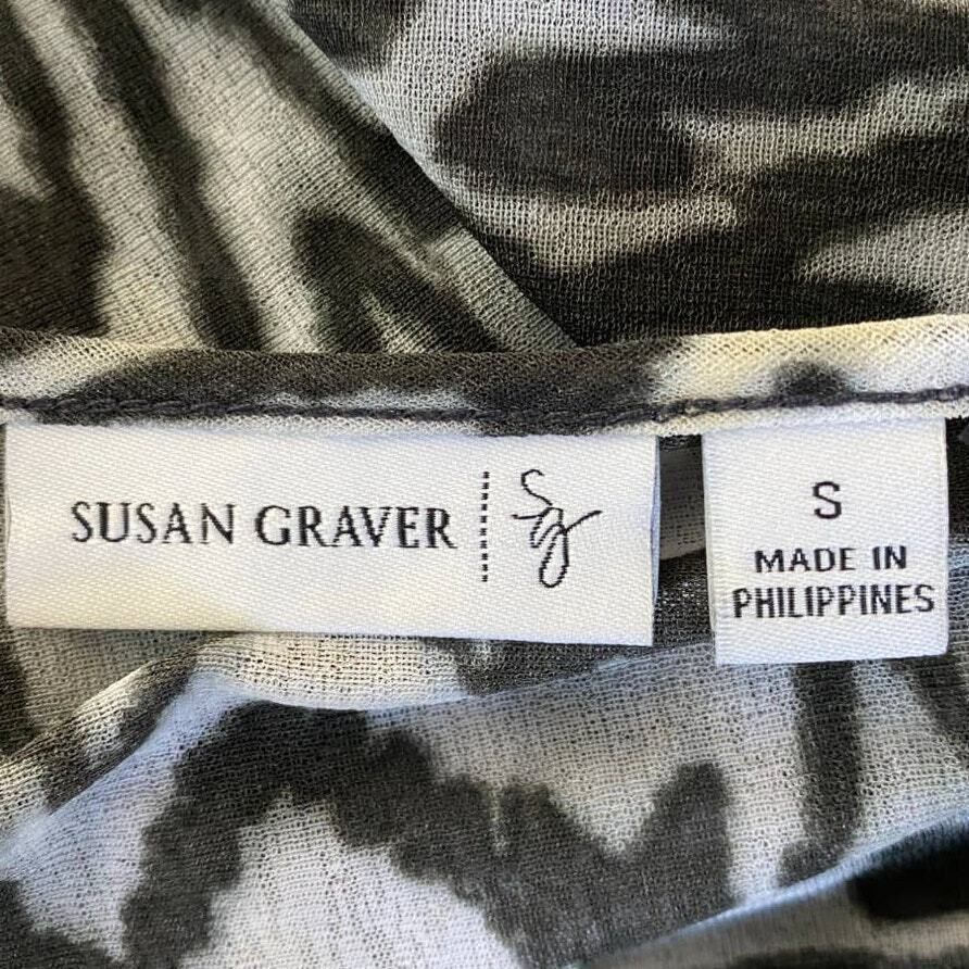 Other Susan Graver Womens Tunic Top Sheer Animal Print Keyhole Bla Size S / US 4 / IT 40 - 4 Thumbnail