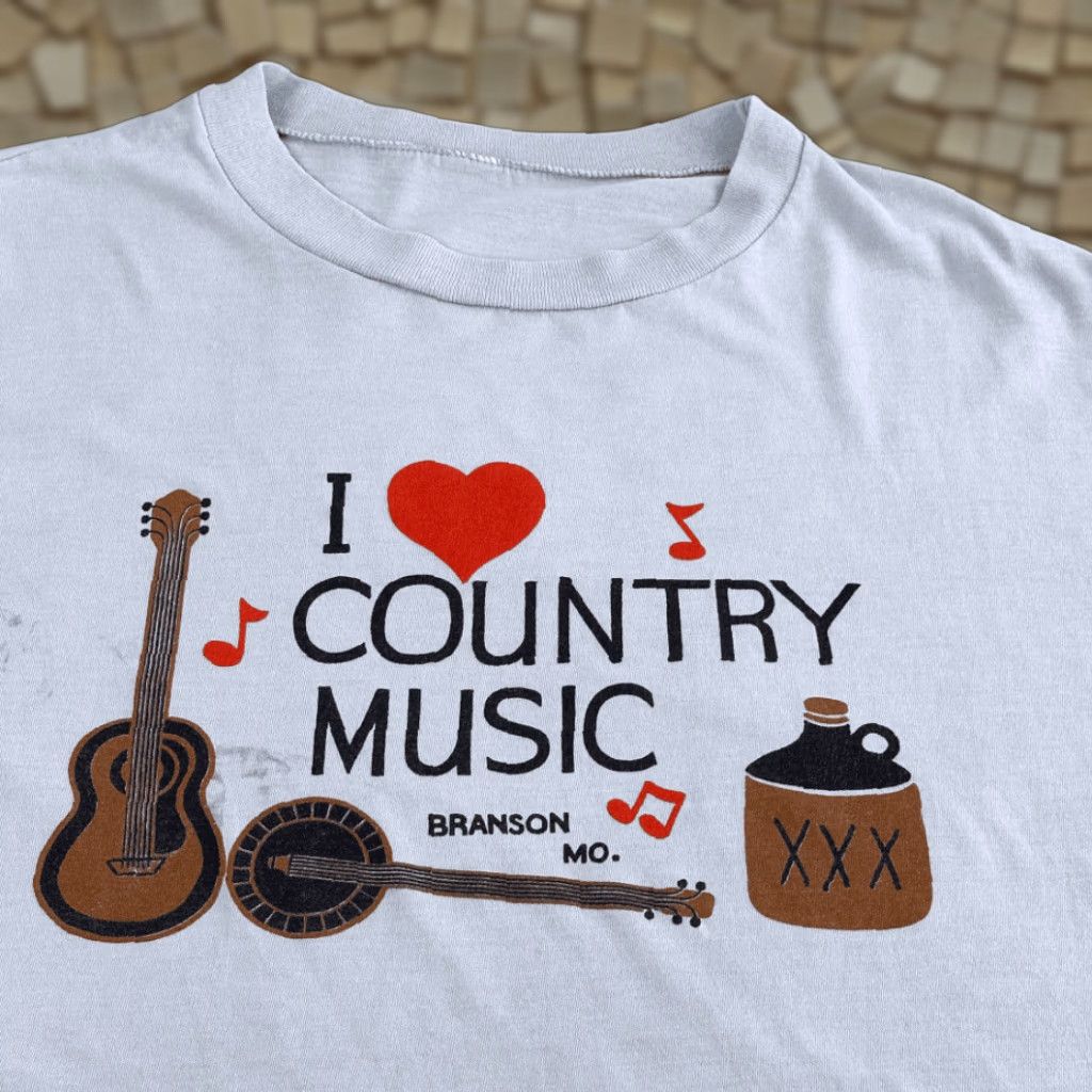 Vintage VINTAGE I Love Country Music Shirt Blue 80s Moonshine Branson MO T-Shirt Men Large-XSmall Size US L / EU 52-54 / 3 - 1 Thumbnail