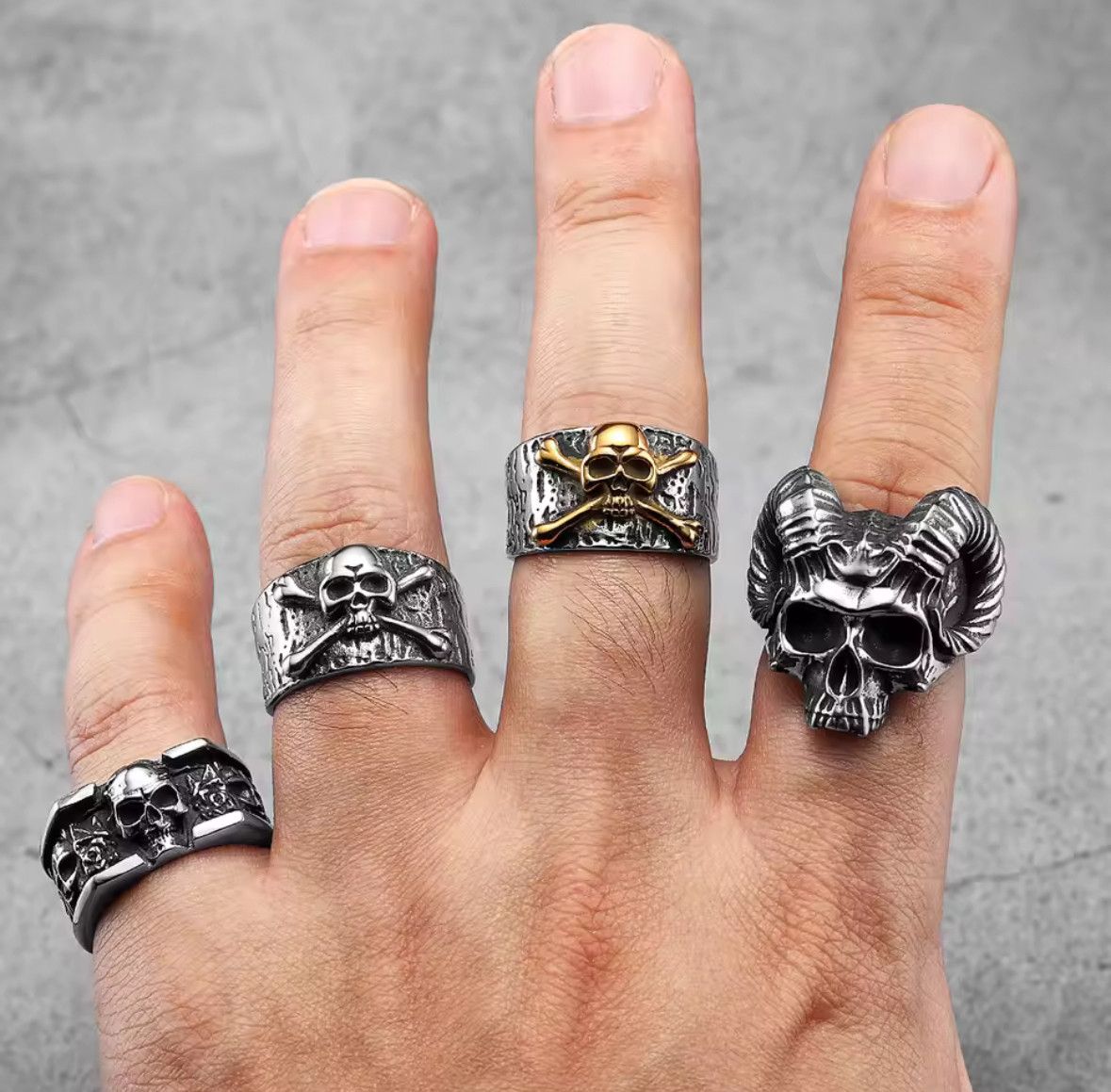 Japanese Brand Rare Retro Carved Skull 316L Stainless Steel Ring Size 13 Size ONE SIZE - 5 Thumbnail