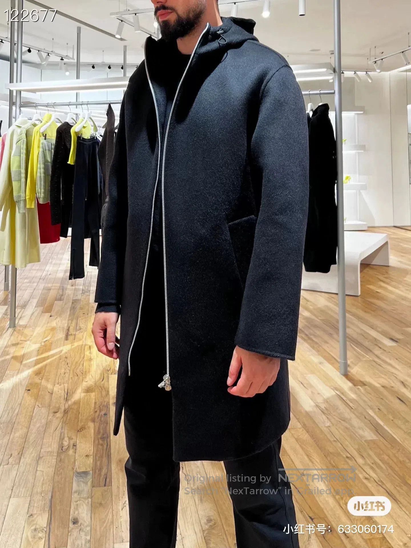 Bottega Veneta Bv 040073H66 Black Woolen Zip Coat. Size US S / EU 44-46 / 1 - 7 Thumbnail