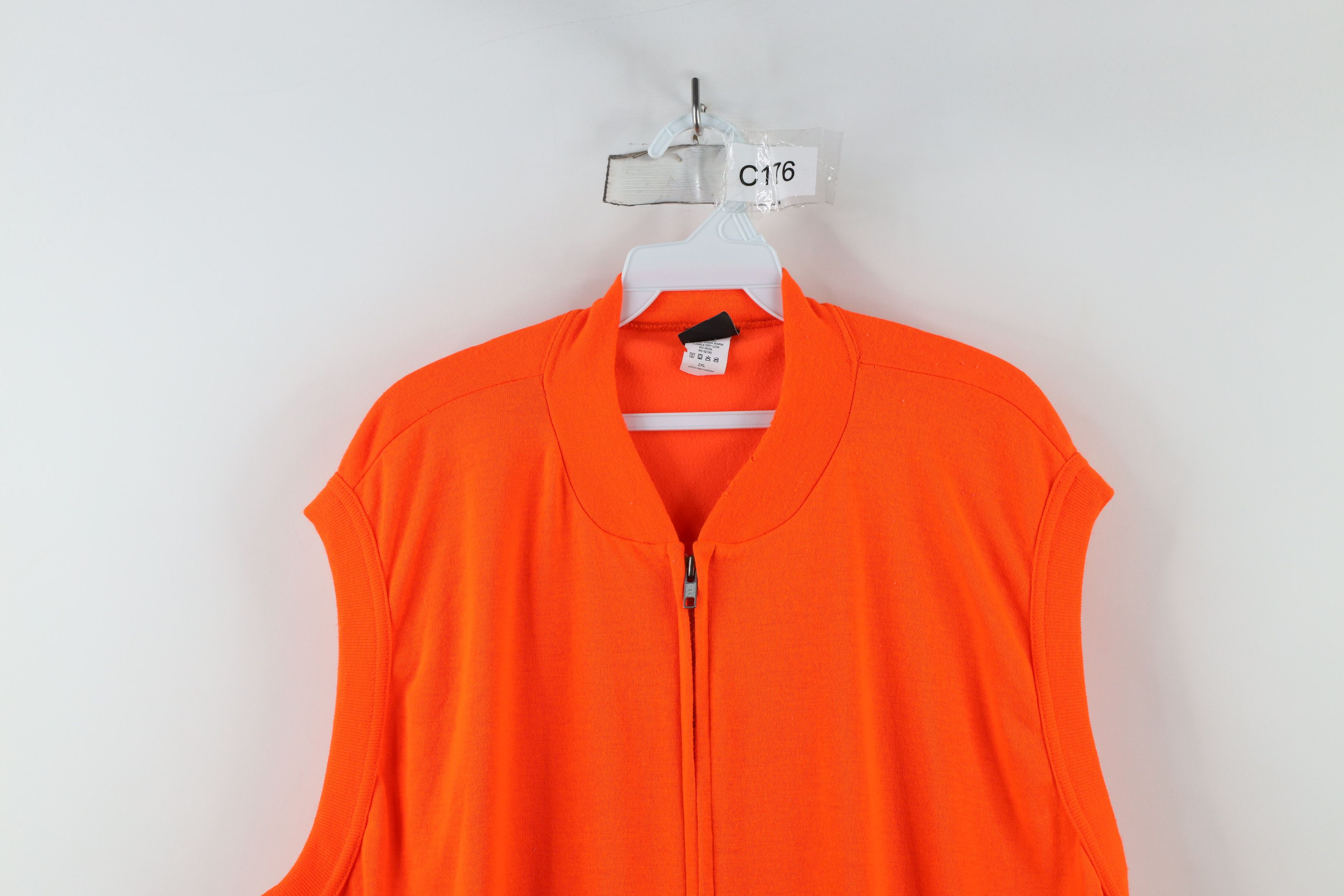 Vintage Vintage 90s Full Zip Sleeveless Vest Jacket Blaze Orange USA Size US XXL / EU 58 / 5 - 2 Thumbnail