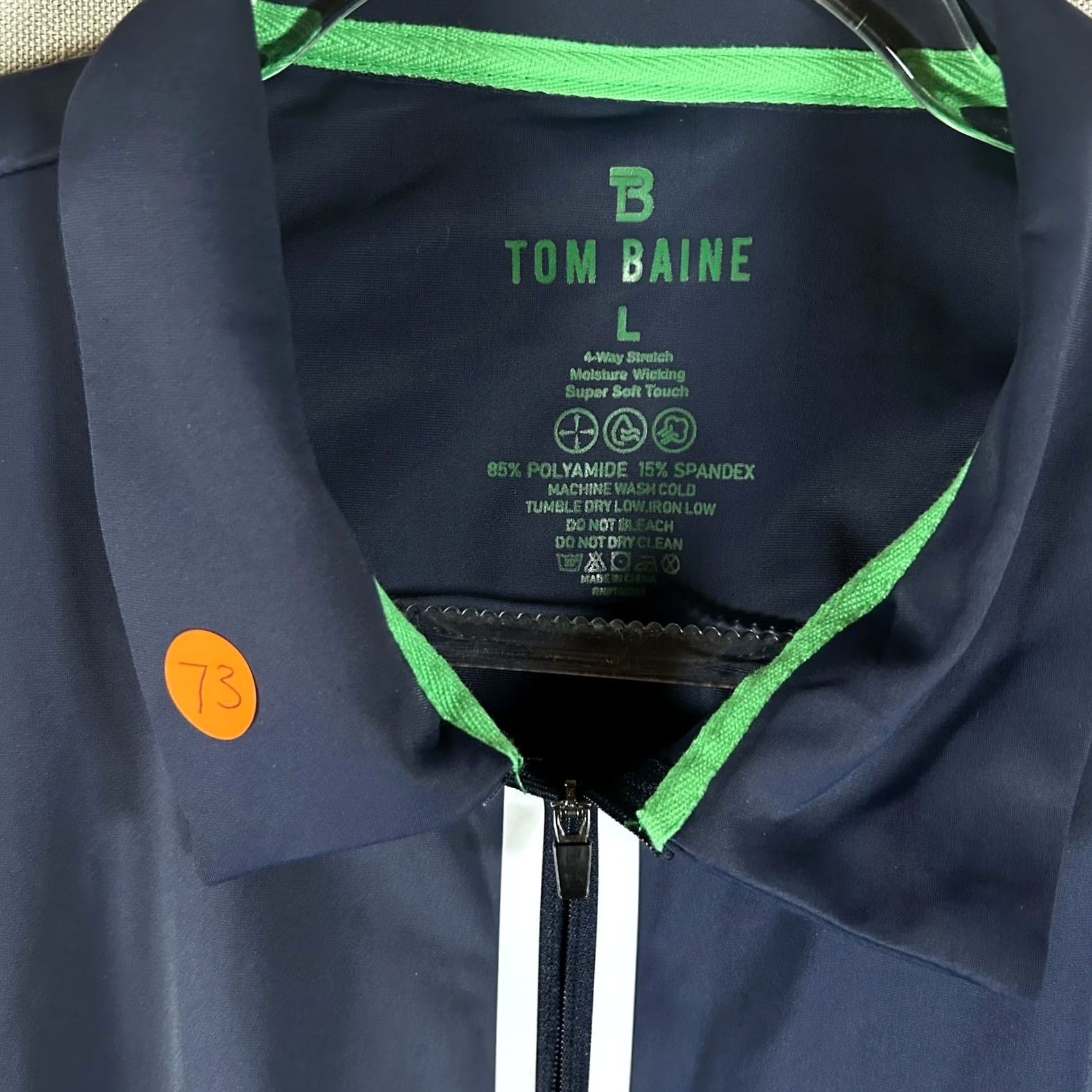 Vintage Tom Baine Mens Large Navy Blue 1/4 Zip Polo Shirt Short Sleeve Performance Shirt Golf Size US L / EU 52-54 / 3 - 2 Thumbnail