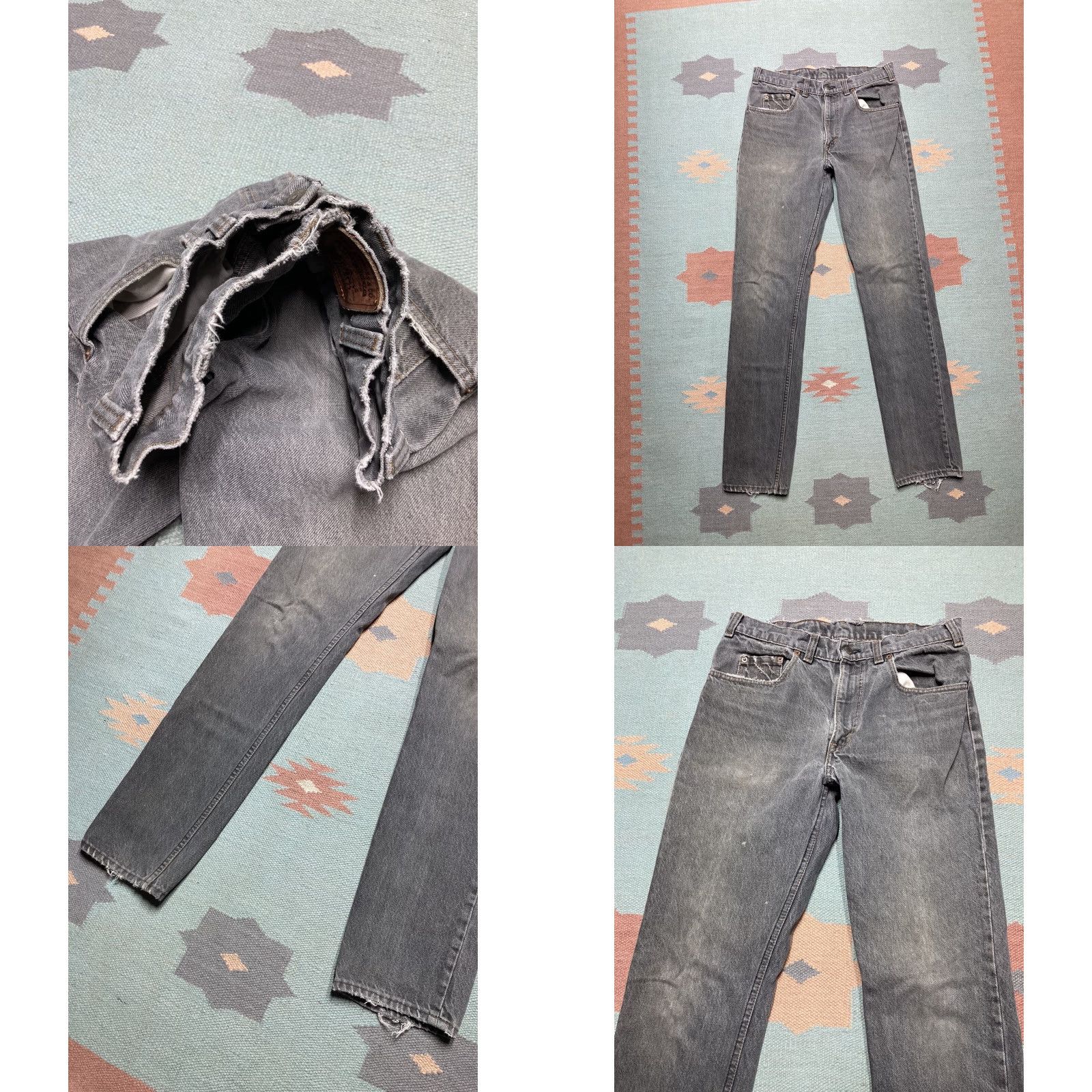 Levi's VINTAGE Levi’s Jeans 40505 0259 Straight Baggy Faded Black Grunge 31x33 Mens Jeans Size US 31 - 8 Thumbnail