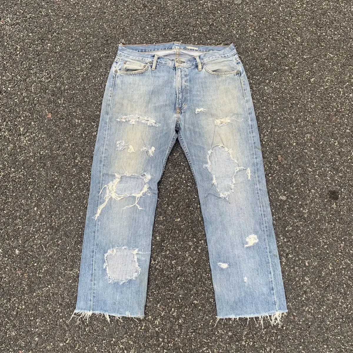 Polo Ralph Lauren 💥 SUPER DISTRESSED! Polo Ralph Lauren Jeans Denim Pants Size US 35 - 1 Thumbnail