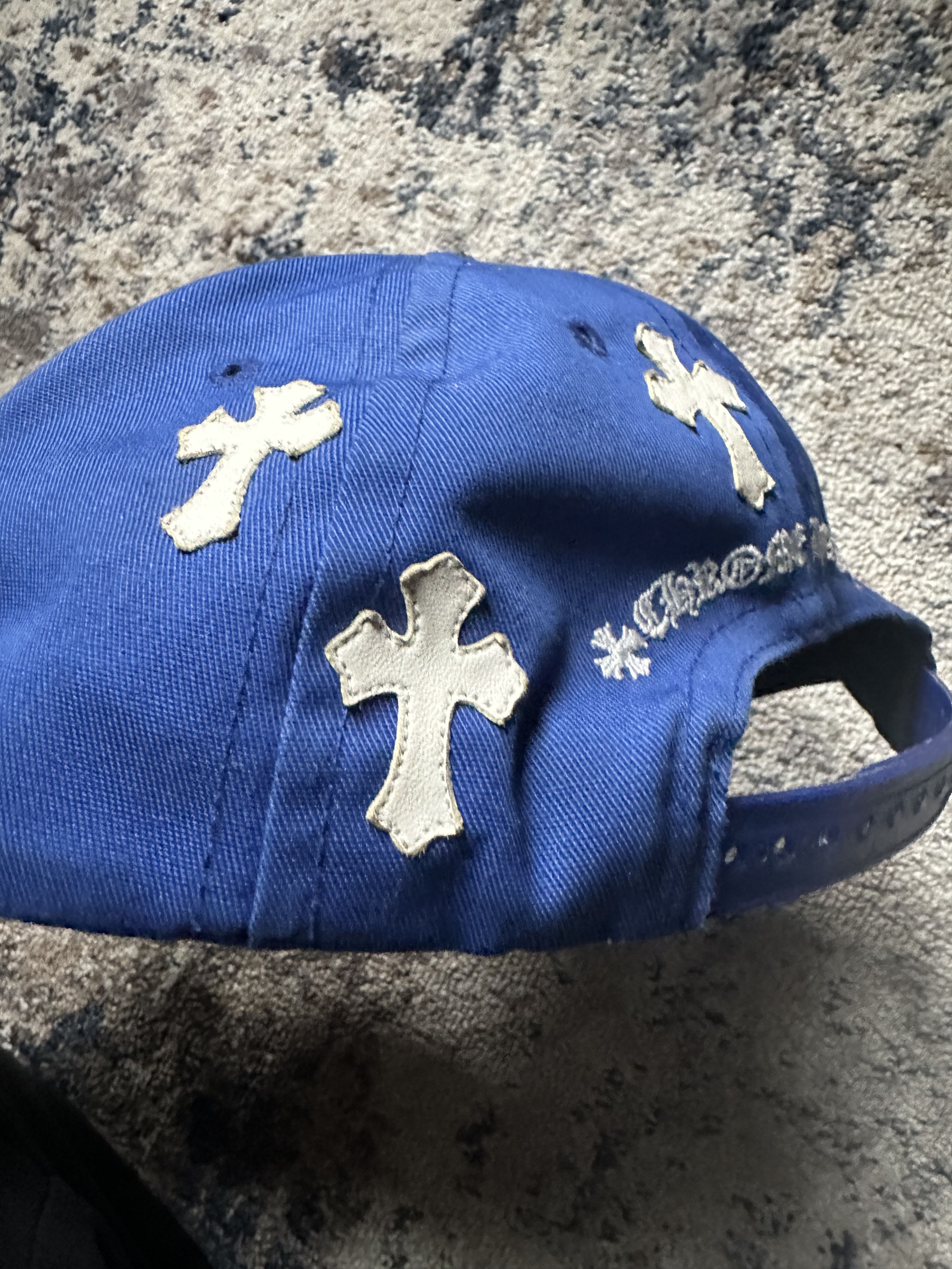 Chrome Hearts Chrome Hearts - Leather Cross Patch - Blue Baseball Hat Size ONE SIZE - 8 Thumbnail
