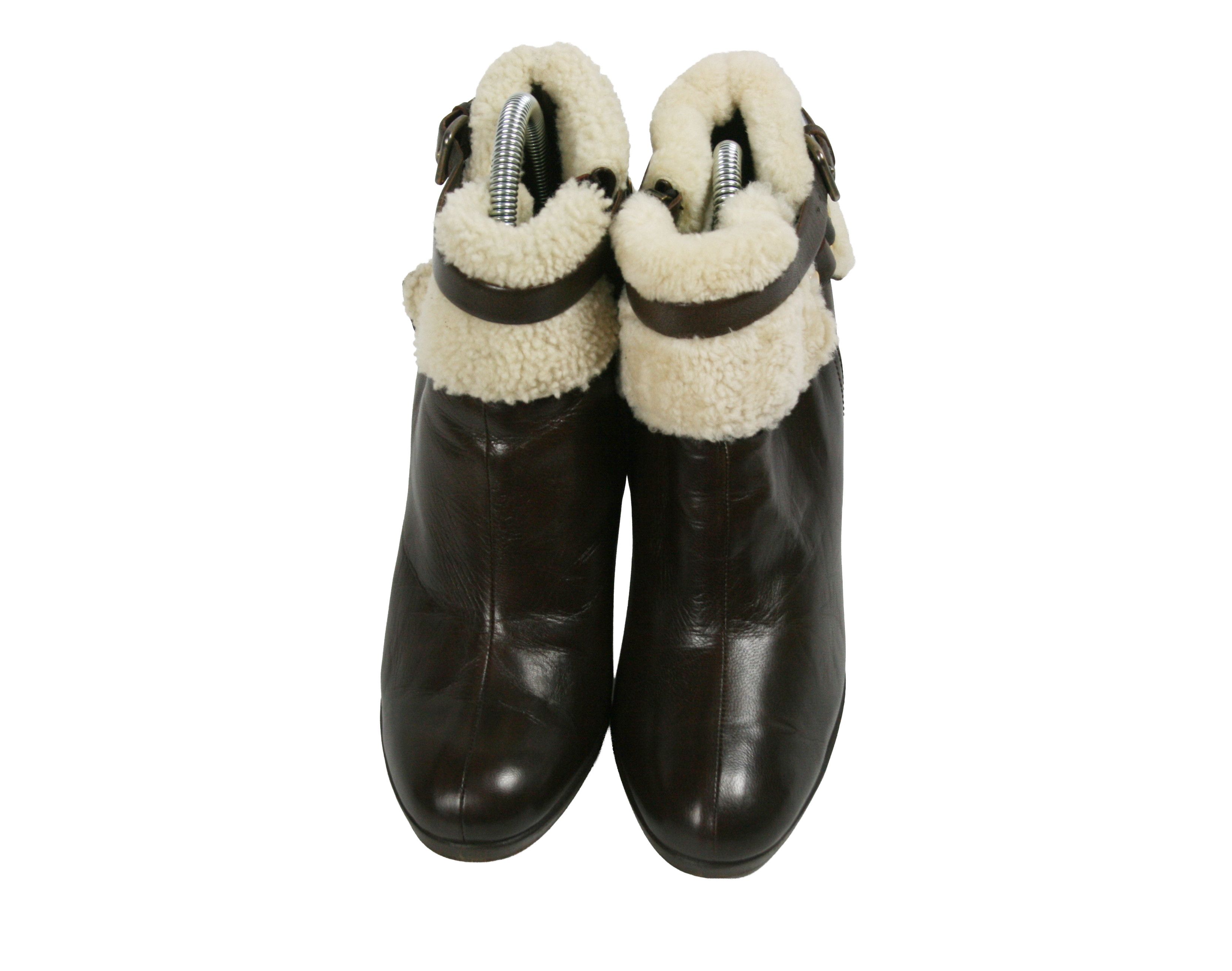 Miu Miu By Prada Ankle Heeled Sheerling Leather Boots Size US 6 / EU 39 - 10 Thumbnail