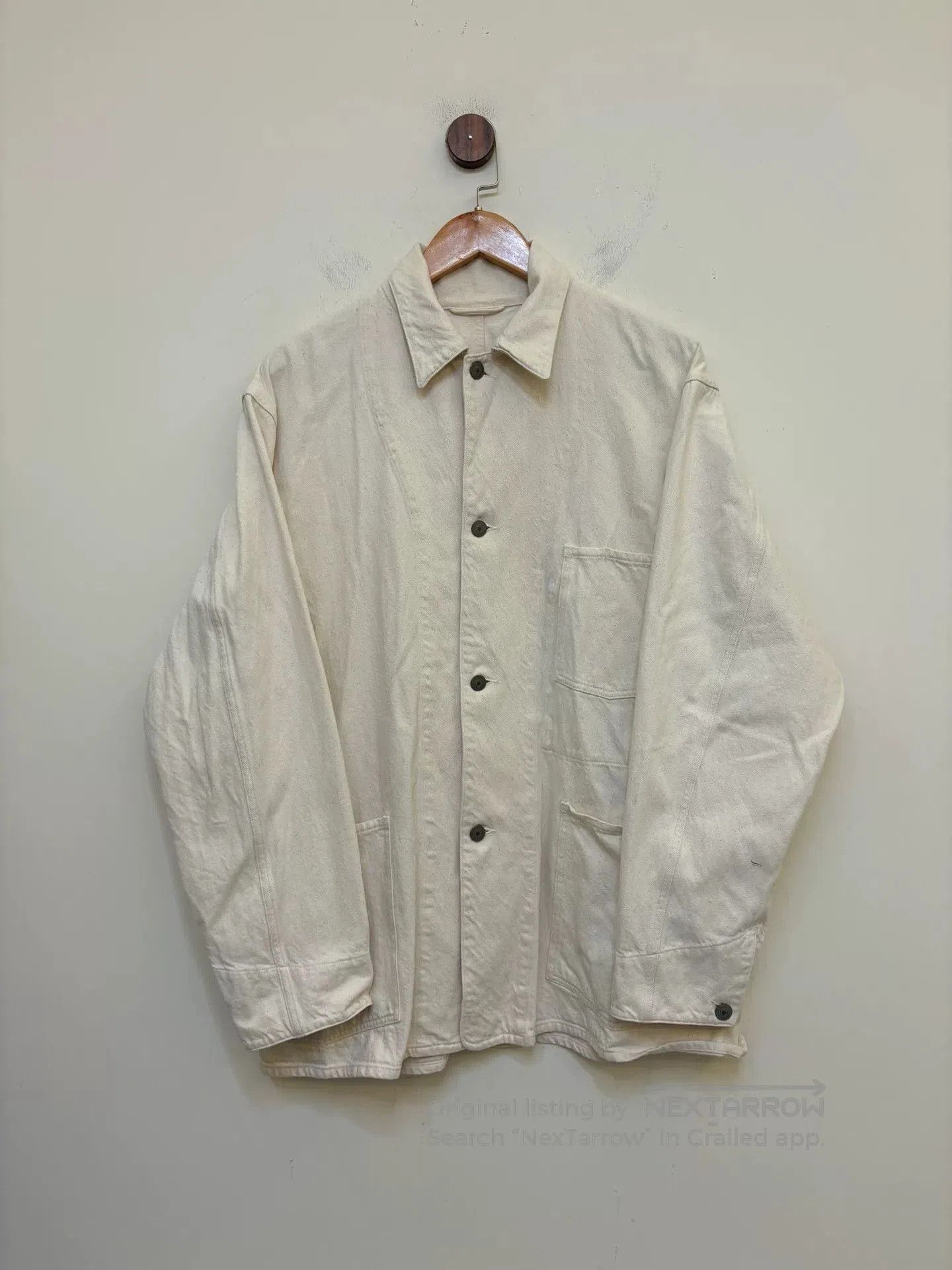 Comoli Comoli White Crinkled Fabric Jacket. Size US L / EU 52-54 / 3 - 2 Thumbnail