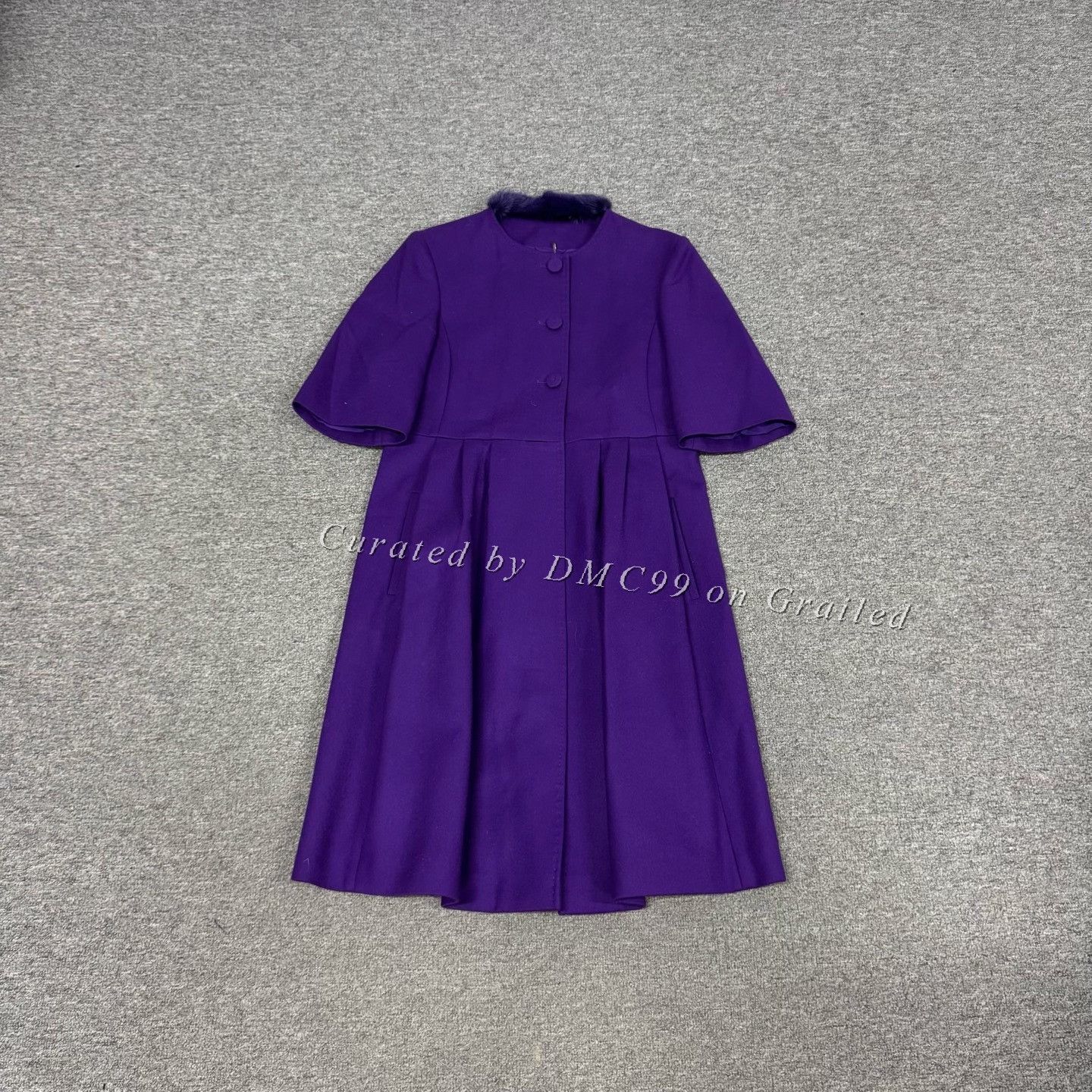 Fendi Fendi Purple Fur Collar Waist Cinch Mid-Length Dress Size S / US 4 / IT 40 - 1 Thumbnail