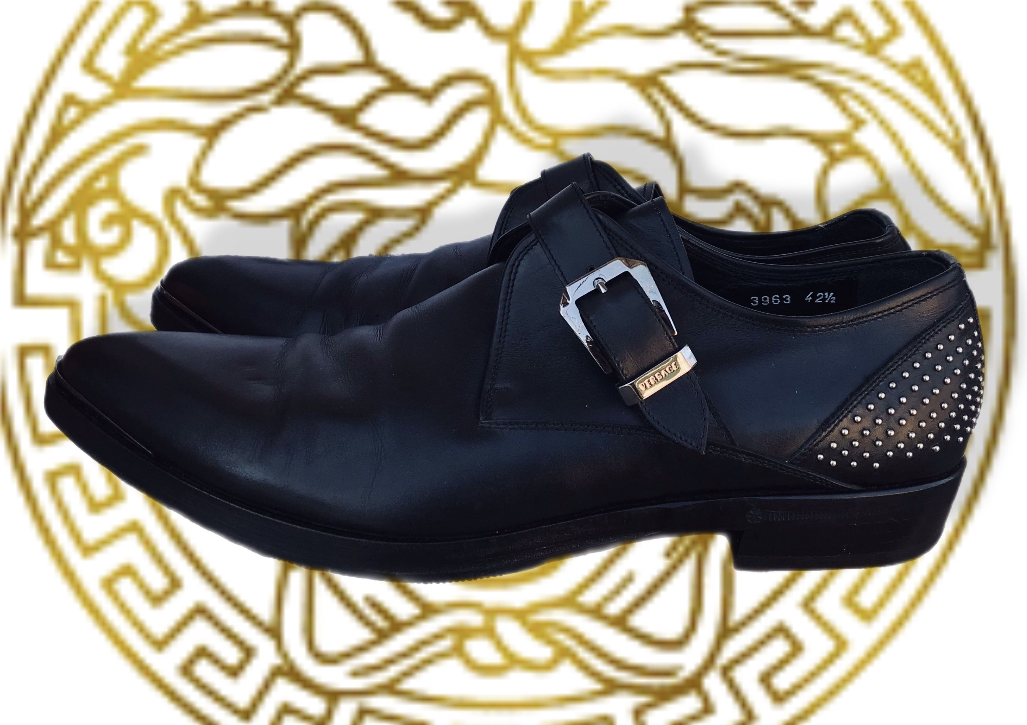 Versace Versace Monk Strap Black Leather Formal Dress Shoes Rivets Size US 9 / EU 42 - 1 Thumbnail