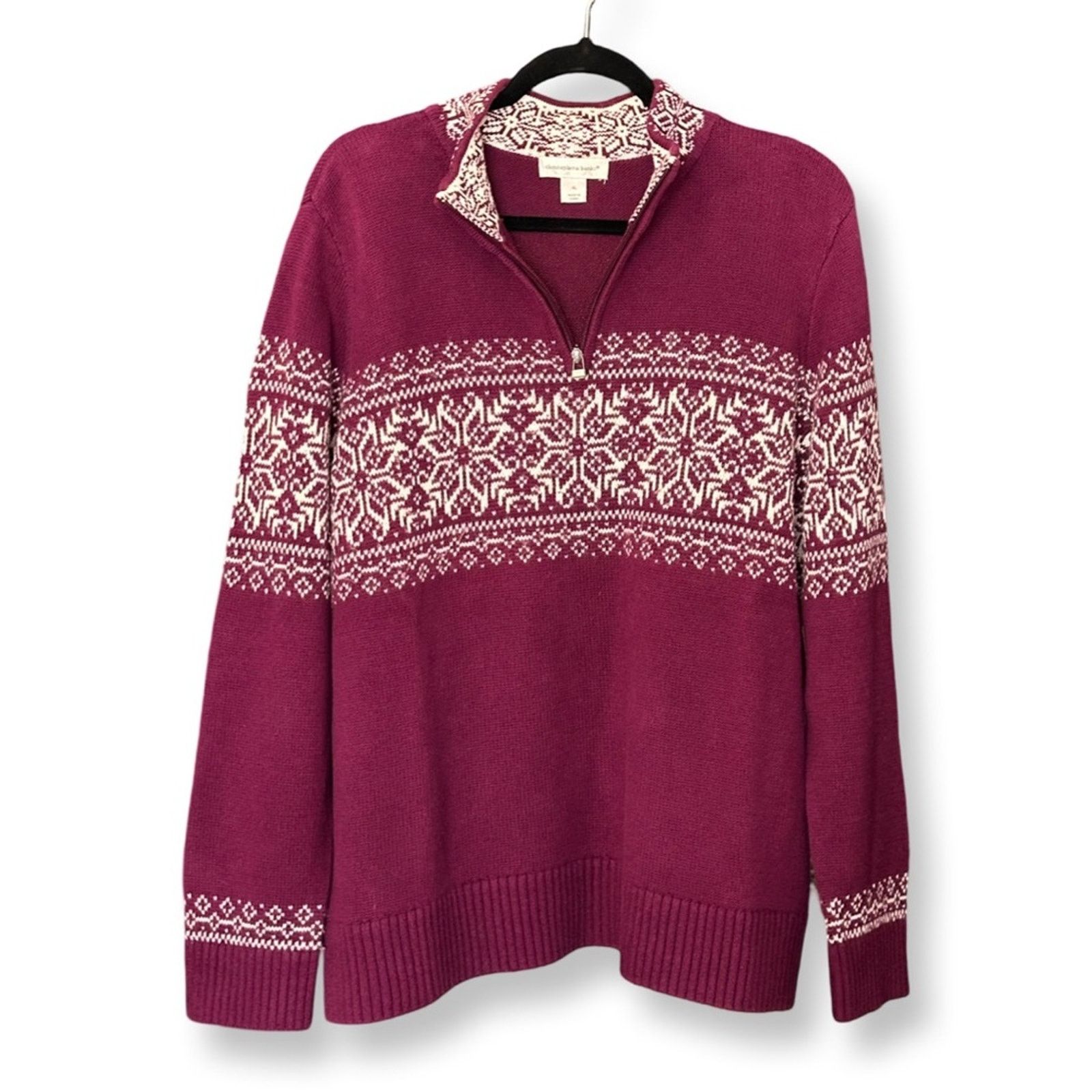 Vintage Vintage Christopher & Banks Purple Holiday Half Zip Sweater Size XL / US 12-14 / IT 48-50 - 3 Thumbnail