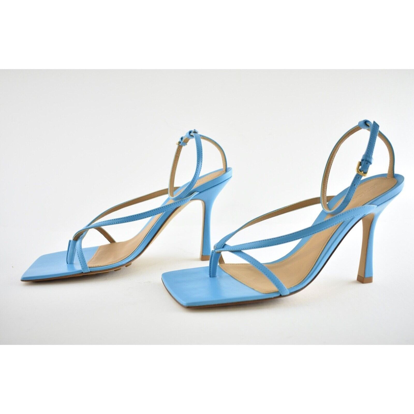 Bottega Veneta Stretch Square Toe Blue Ankle Strap Sandal Heel Pump 36.5 Size US 6.5 / IT 36.5 - 9 Thumbnail