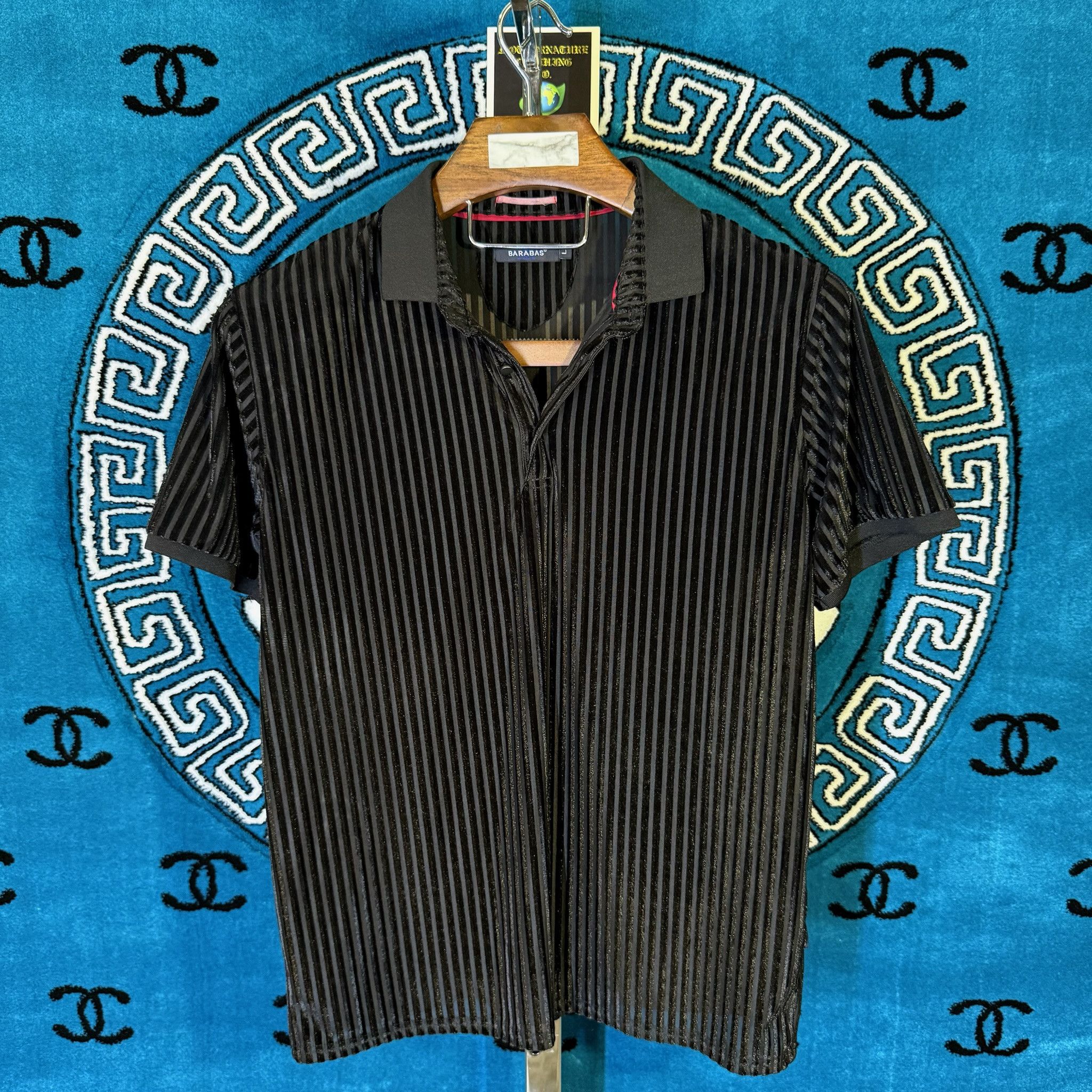 Other VELOUR VELVET STRIPE MOTIF S/S POLO Size US L / EU 52-54 / 3 - 1 Thumbnail