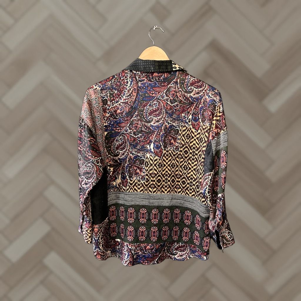 Zara Zara Womens Multicolor Patchwork Button-Up Long Sleeve XS Shirt Size XS / US 0-2 / IT 36-38 - 1 Thumbnail