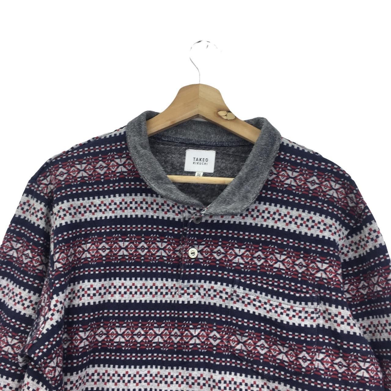 Takeo Kikuchi Vtg TAKEO KIKUCHI JAPAN Striped Henley Shirt Sweatshirt Size US M / EU 48-50 / 2 - 2 Thumbnail