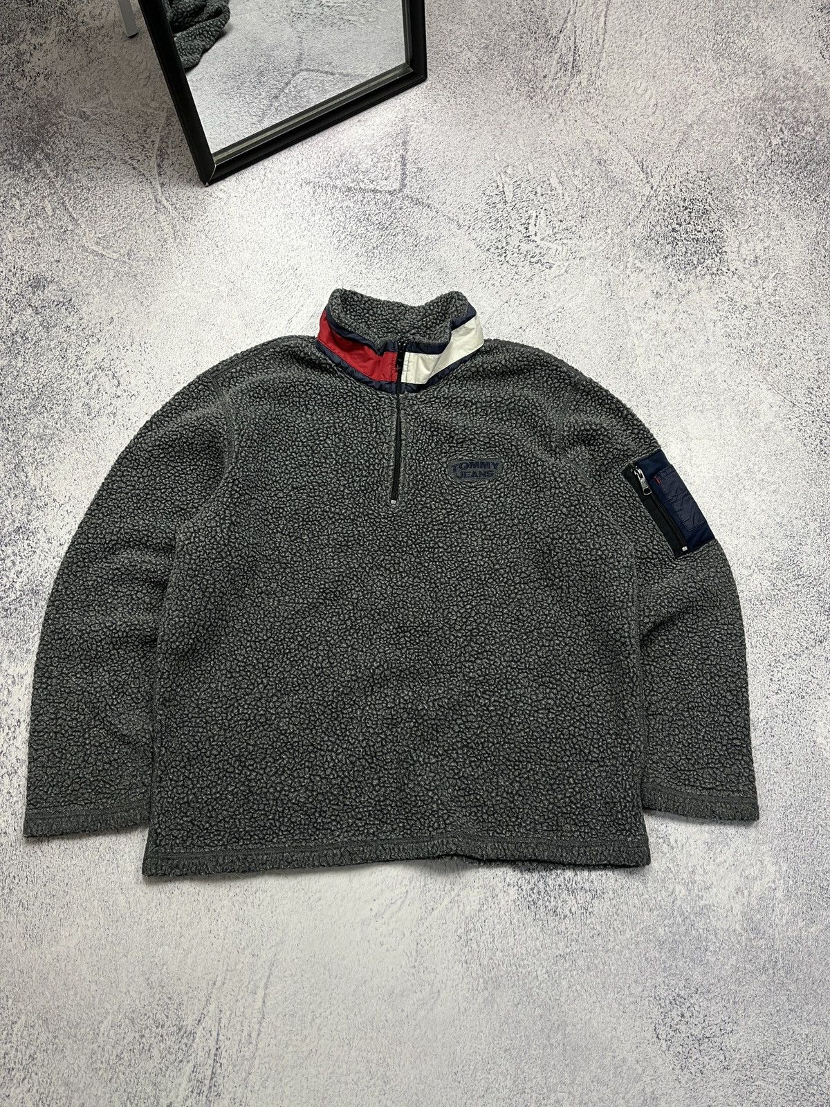 Tommy Hilfiger Vintage 00’s Tommy Hilfiger Fleece Sherpa Jacket Big Logo Size US L / EU 52-54 / 3 - 1 Thumbnail
