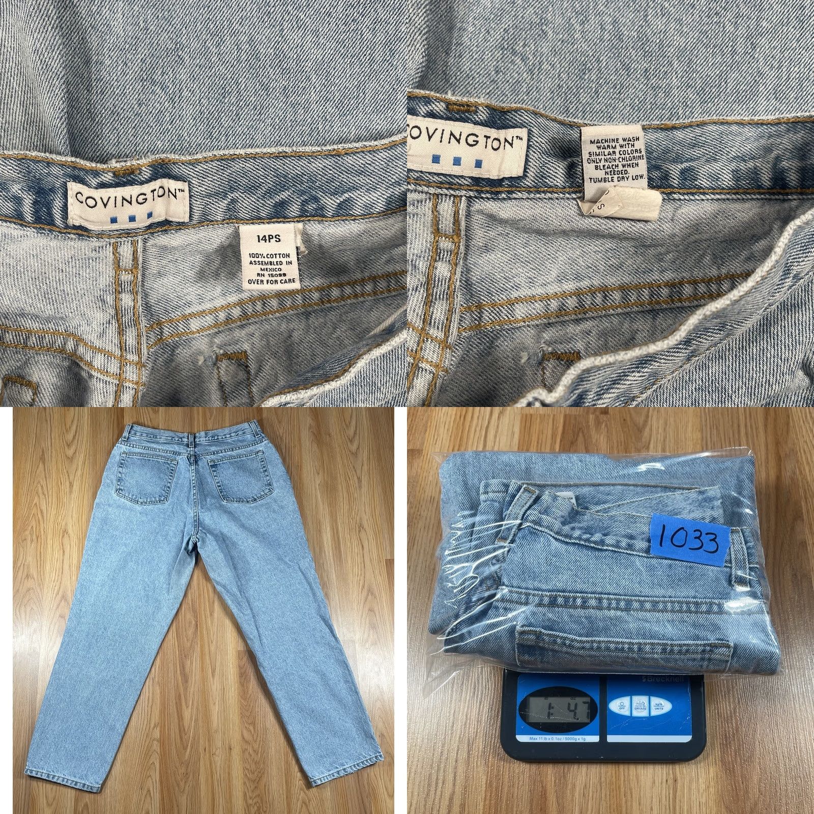 Denime Covington Jeans Women’s Size 14PS Petites Blue Wash Denim Tapered 5 Pocket Long Size 36" / US 14 / IT 50 - 8 Thumbnail