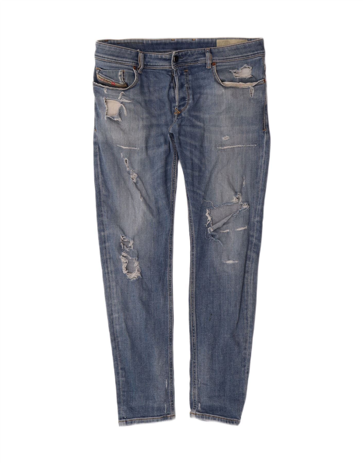 Diesel Womens Sleenker Distressed Slim Skinny Jeans W33 L30 Blue Co Size 24" / US 00 / IT 34 - 1 Thumbnail