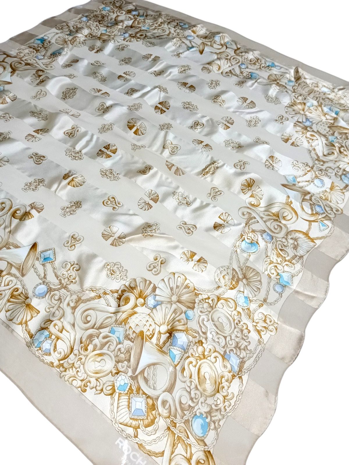 Rochas ROCHAS Paris Victorian Baroque Gold Yellow Chain Silk Scarf Size ONE SIZE - 3 Thumbnail