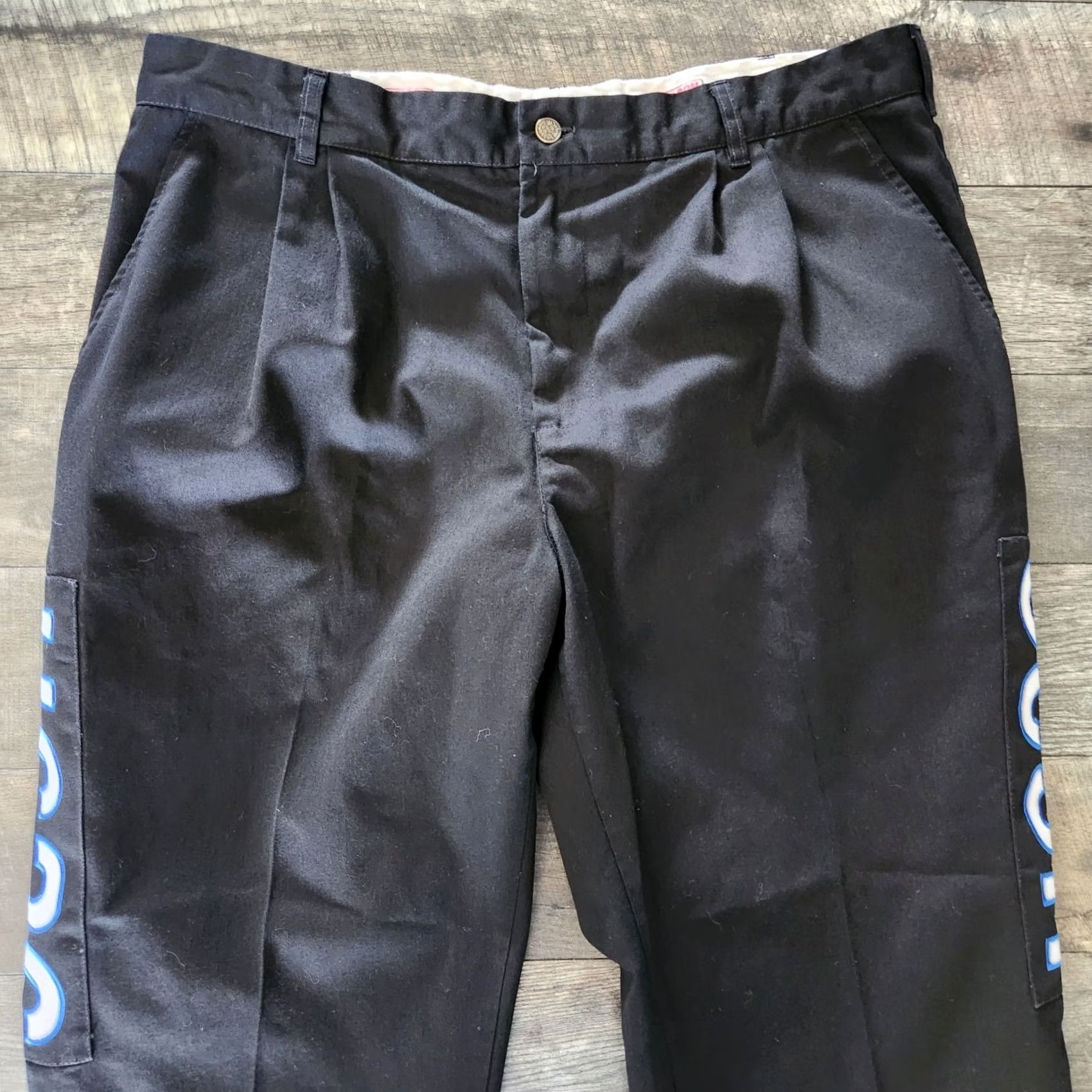 Vintage VINTAGE Simpson Racing Pants Mens 42x28 Black Pleated USAC Embroidered USA Made Pants Size US 36 / EU 52 - 3 Thumbnail